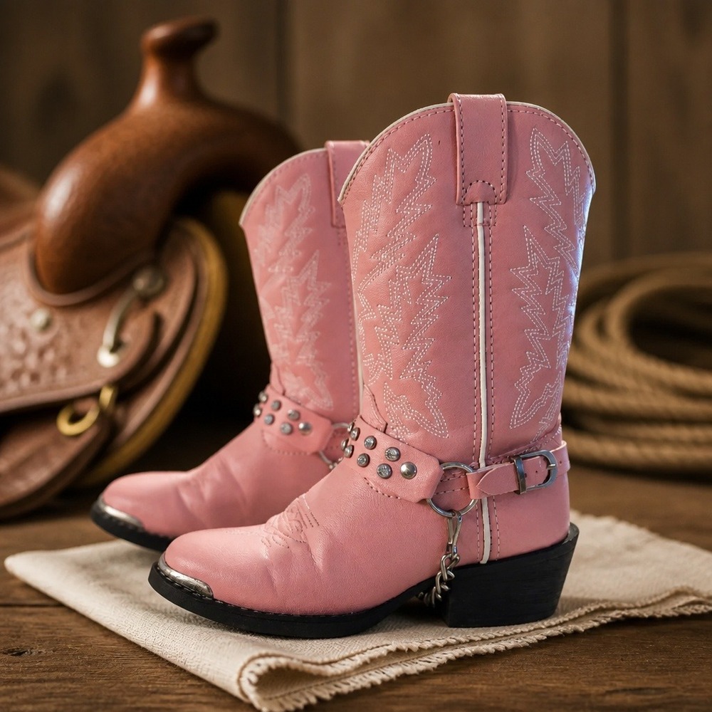 Durango Kids Pink Rhinestone Western Cowboy Boots BT568 Size 13D